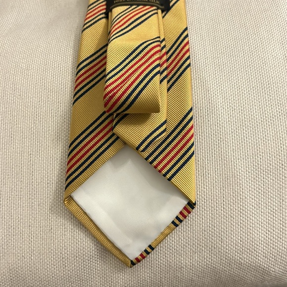 Ben Silver 100% Silk Men's Neck Tie - Charleston - London- Gold/Red/Navy OS - Picture 5 of 5